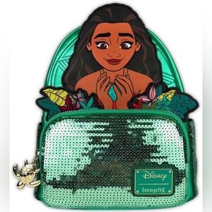 Loungefly Disney Moana Heart of Te Fiti backpack w/ sequins Glows in the dark